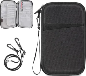 Fintie Family Passport Holder for Travel, 6 People Big Capacity RFID Blocking Travel Document Organizer Clutch Bag with Pen Holder Keychain Credit Cards Case Cover for Women Men, Black