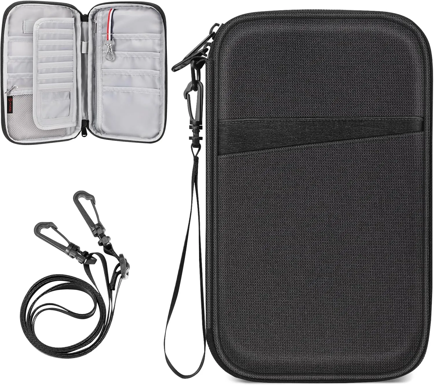 Fintie Family Passport Holder for Travel, 6 People Big Capacity RFID Blocking Travel Document Organizer Clutch Bag with Pen Holder Keychain Credit Cards Case Cover for Women Men, Black