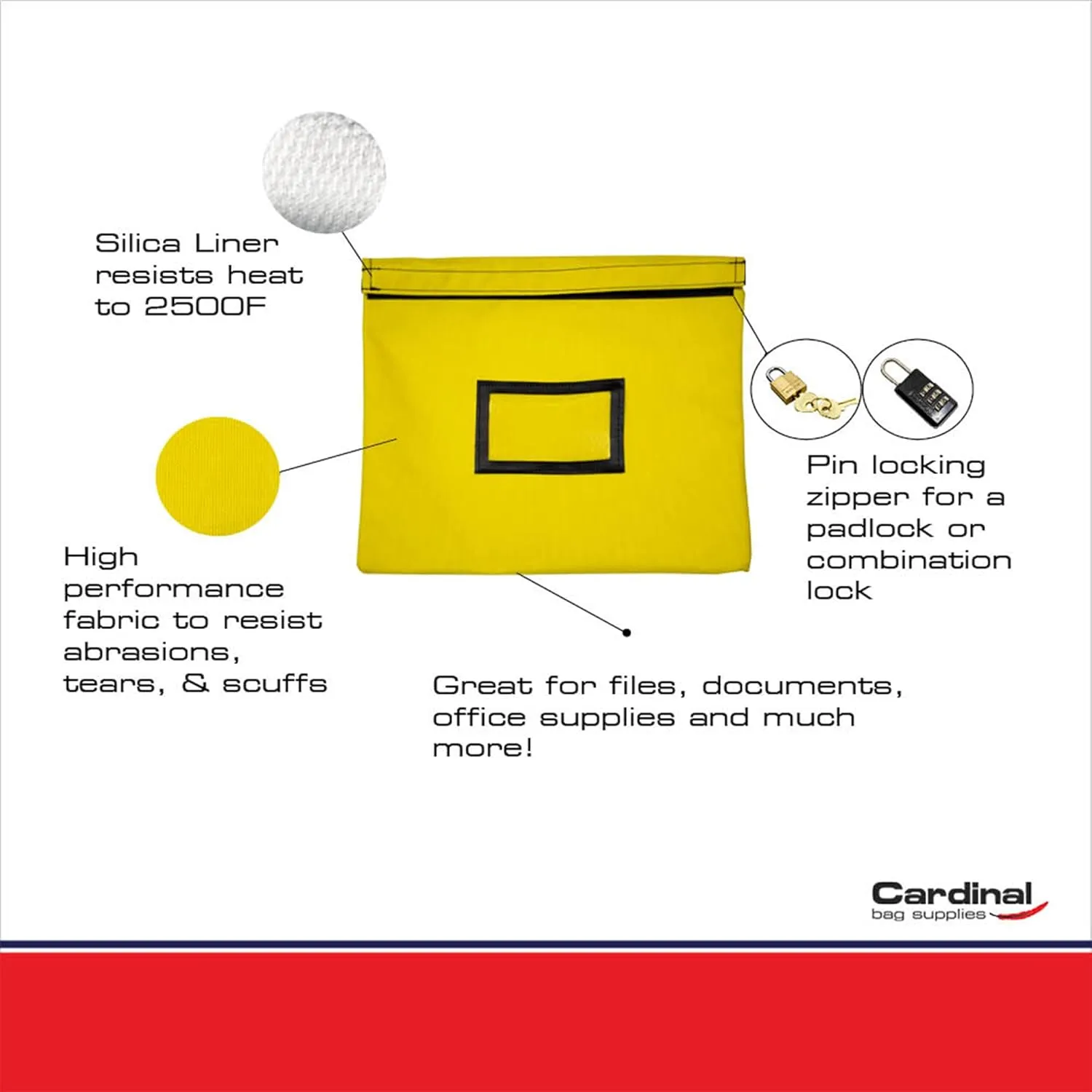 Fire Resistant and Water Repellent Document Bag, 14 x 11 Inch (Yellow)