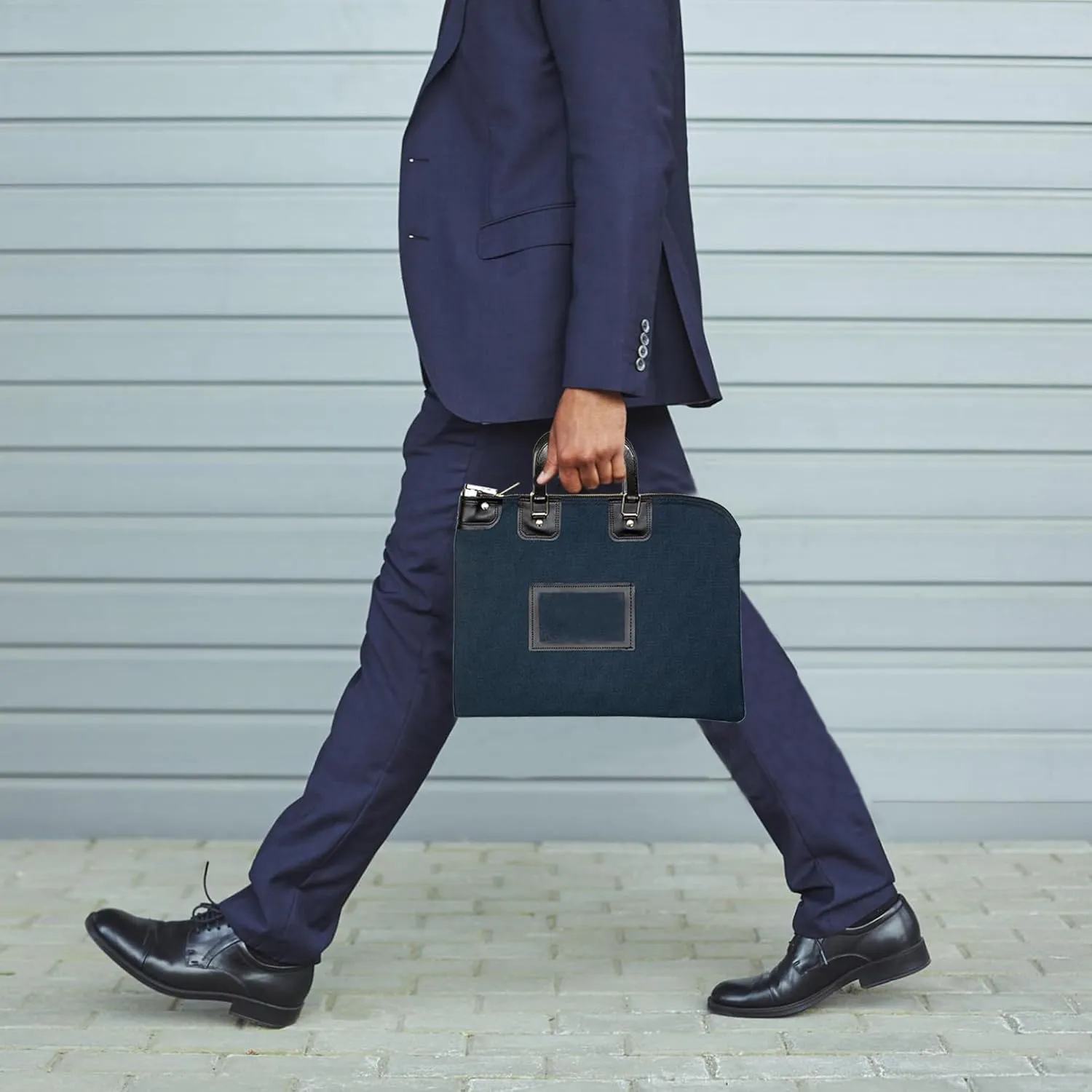 Fire Resistant Security Money Bag with Lock, 15 x 11 Inch (Navy Blue)