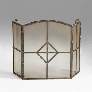 Fireplace Screen Guard, Fireplace Screen 3-Panel Vintage Red Copper-Tone Freestanding Metal Fireplace ScreenGuard Cover