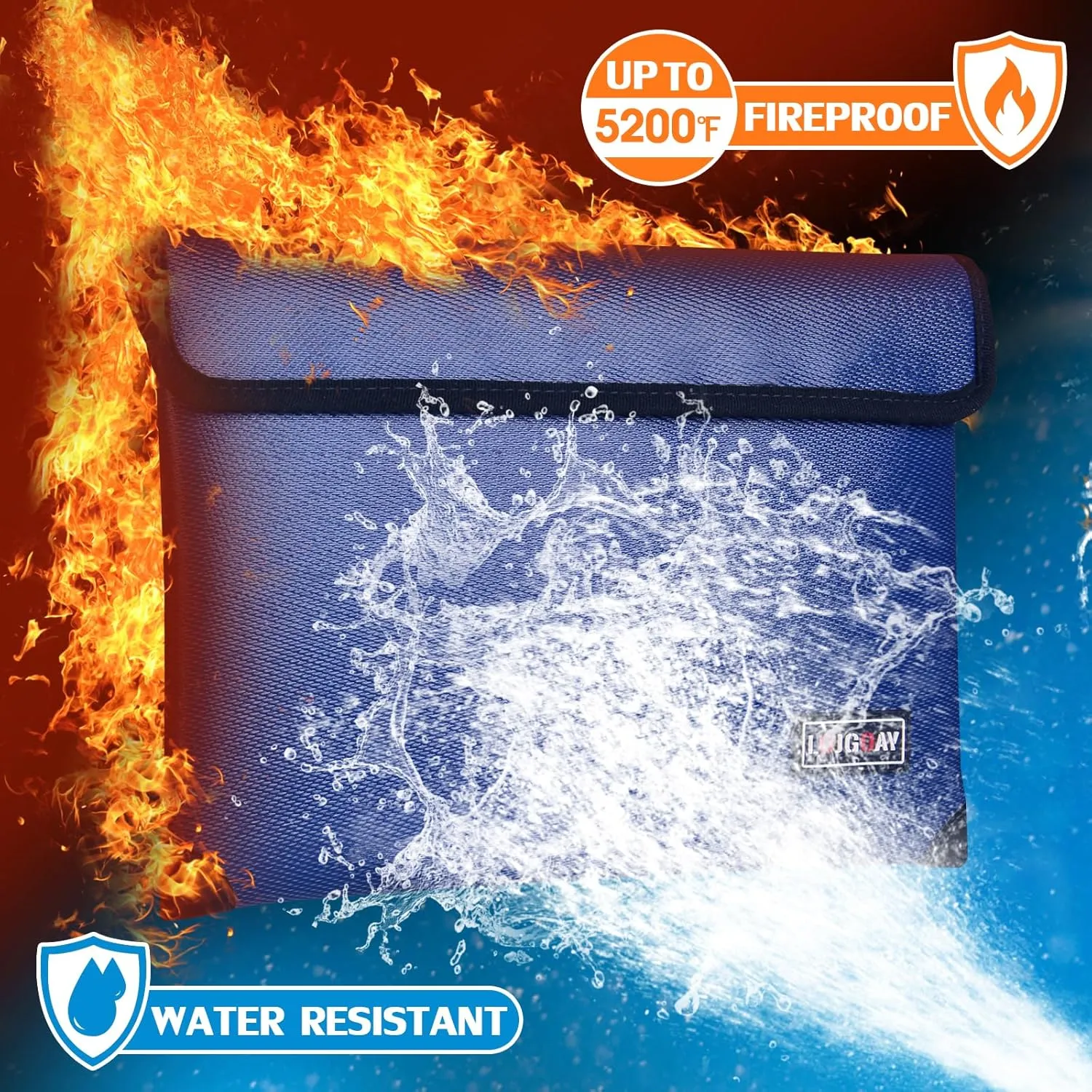 Fireproof Document Bag - with 5200°F Heat Insulated, Waterproof Fireproof Bag with Zipper, 8 Layers of Functional Materials , Fireproof Money Bag for Cash/Documents/Valuables, Fire bag 11"x7.7"
