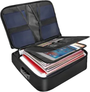 Fireproof Document Organizer, Large Size with 2000F Heat Insulated Money Bag, Document Safe, Office Briefcase, Black