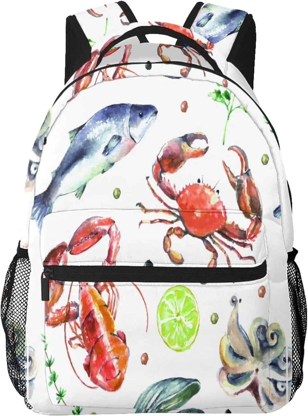 Fish Octopus Art Seafood Crab Lobster Backpack Laptop Backpack Sports Travel Shoulder bag Light casual backpack
