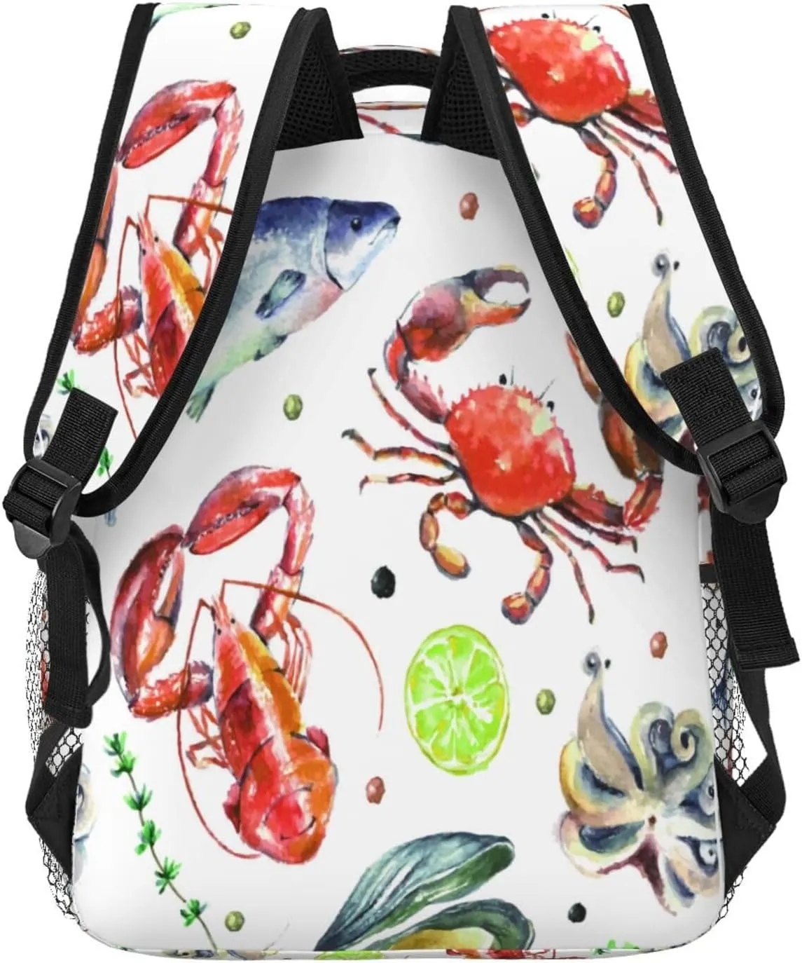 Fish Octopus Art Seafood Crab Lobster Backpack Laptop Backpack Sports Travel Shoulder bag Light casual backpack
