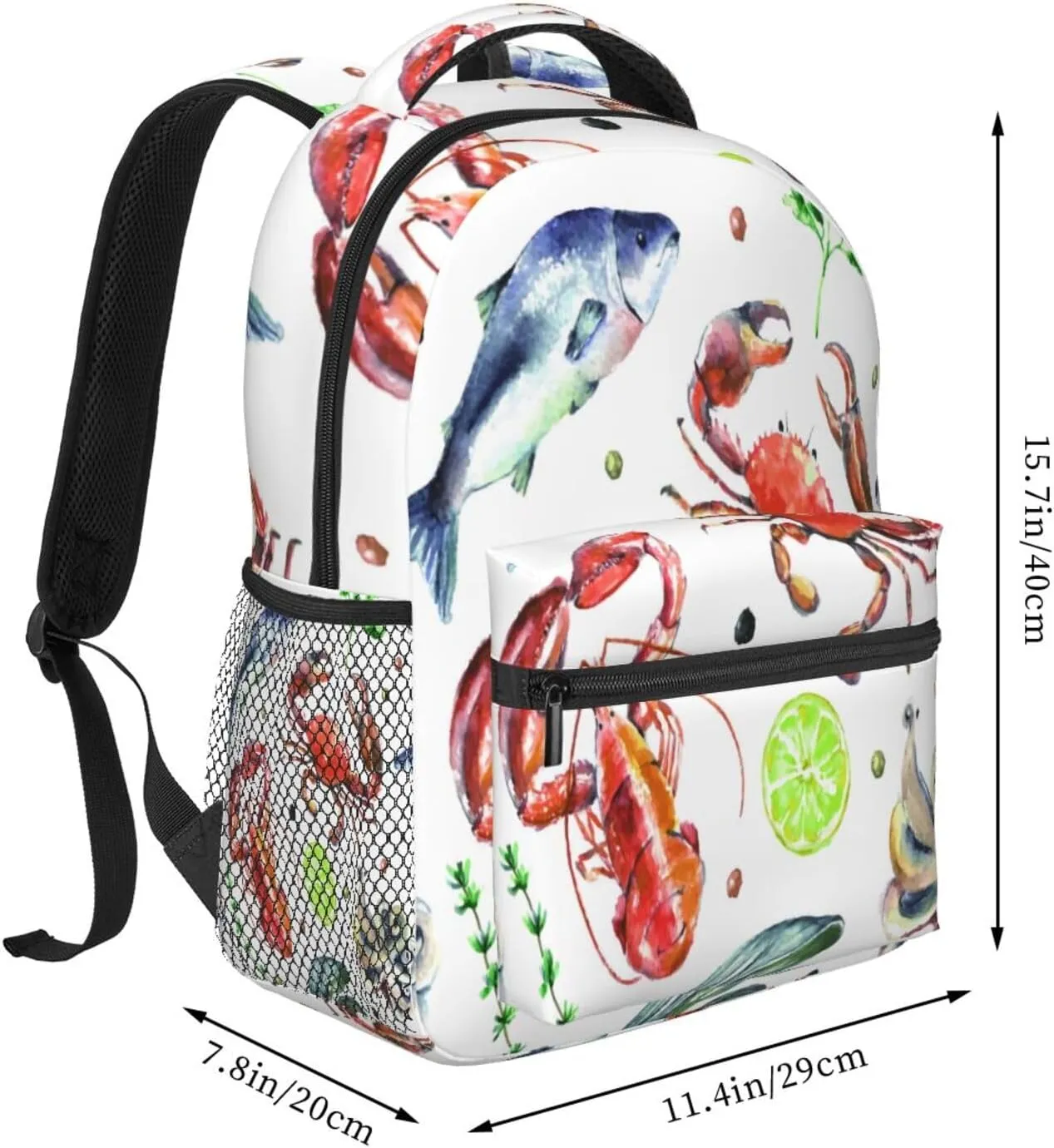 Fish Octopus Art Seafood Crab Lobster Backpack Laptop Backpack Sports Travel Shoulder bag Light casual backpack