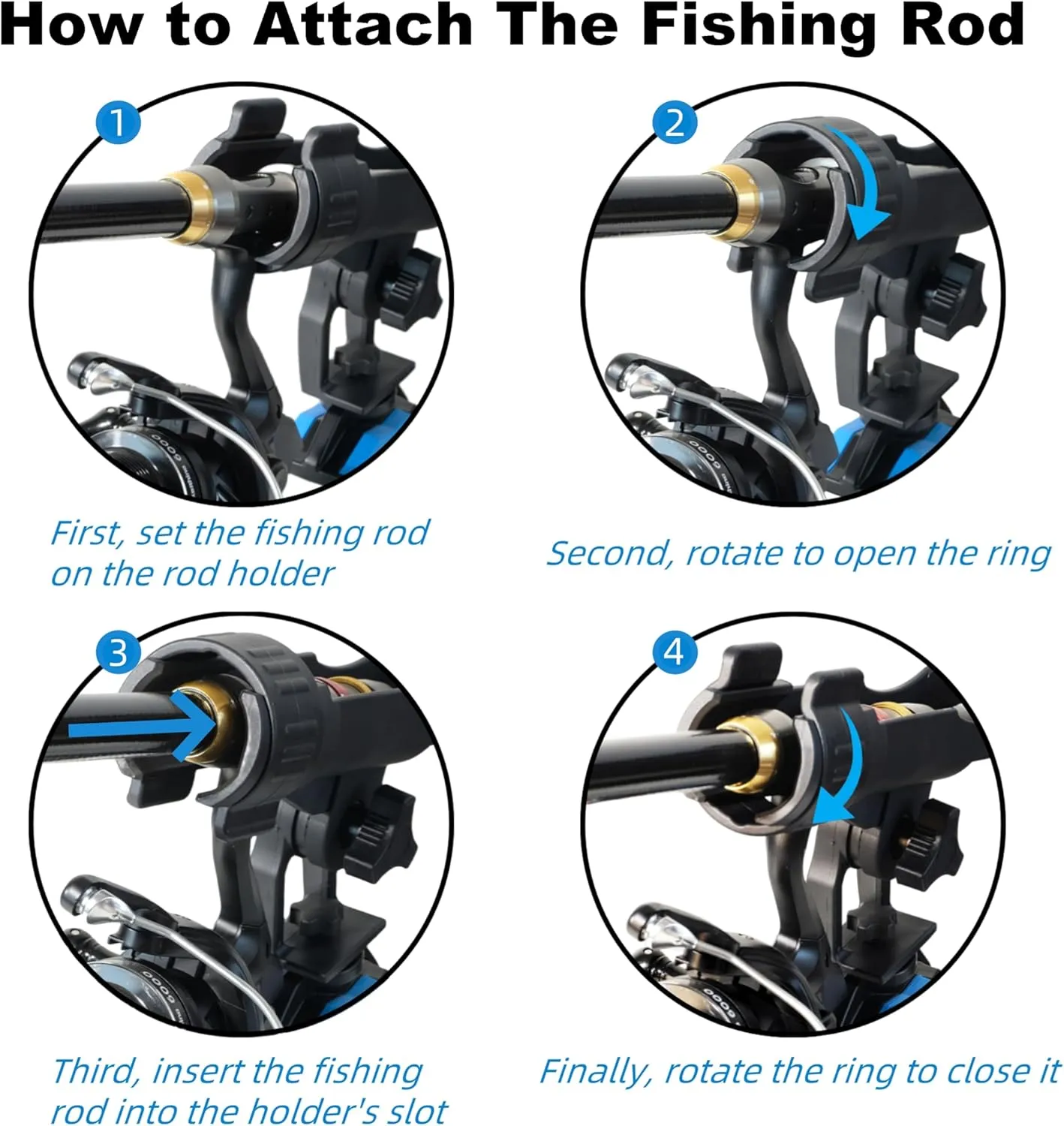 Fishing Rod Holders for Boat, Upgraded Fishing Rod Holder with Enlarge Clamp Innovative Dual-V Shaped Design Fit Round/Square Tube Boat Fishing, Fishing Gifts for Men
