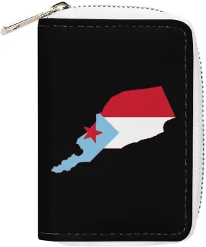 Flag Map of South Yemen RFID Credit Card Holder Zipper Card Case Small Leather Wallets Purse for Men Women