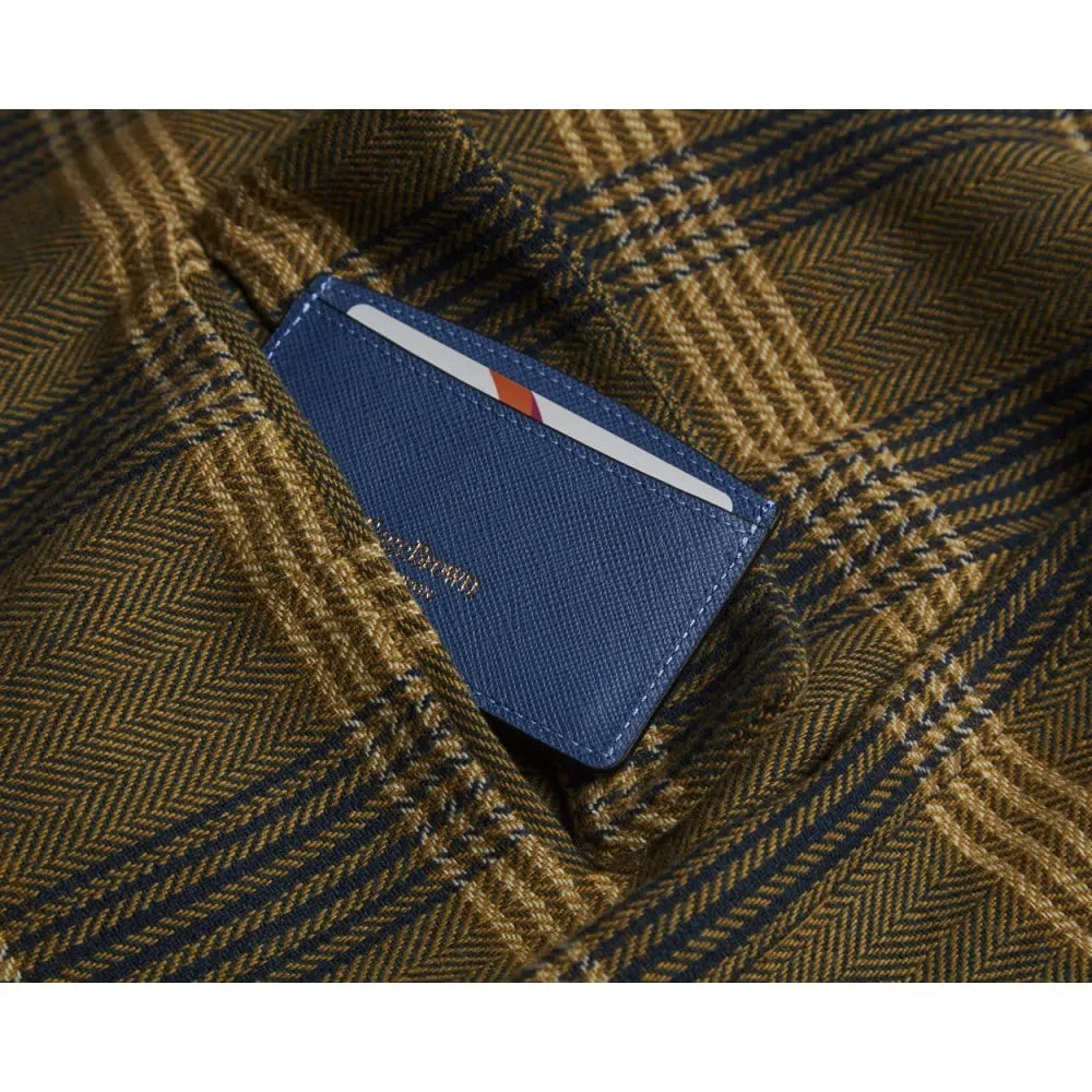 Flat Leather Card Case, RFID Blocking - Cobalt Saffiano