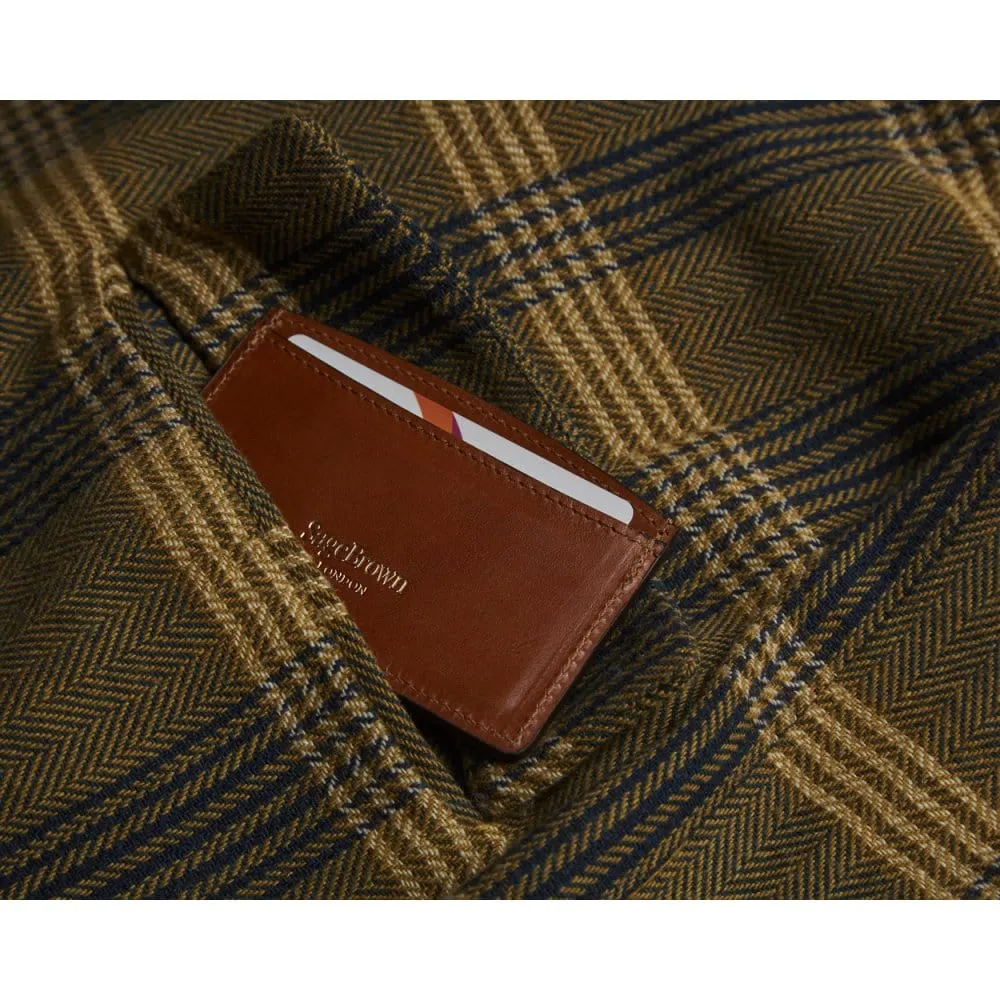 Flat Leather Credit Card Case, RFID Blocking - Havana Tan