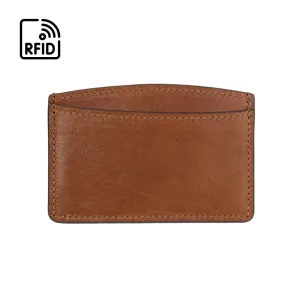 Flat Leather Credit Card Case, RFID Blocking - Havana Tan