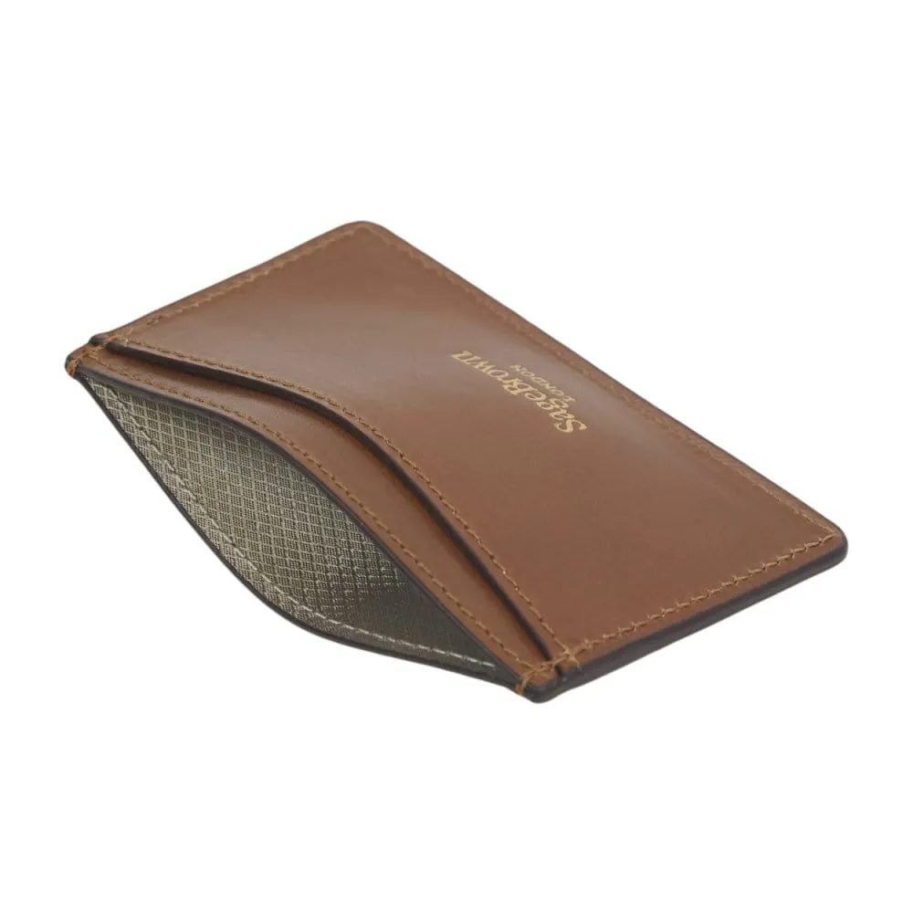 Flat Leather Credit Card Case, RFID Blocking - Havana Tan