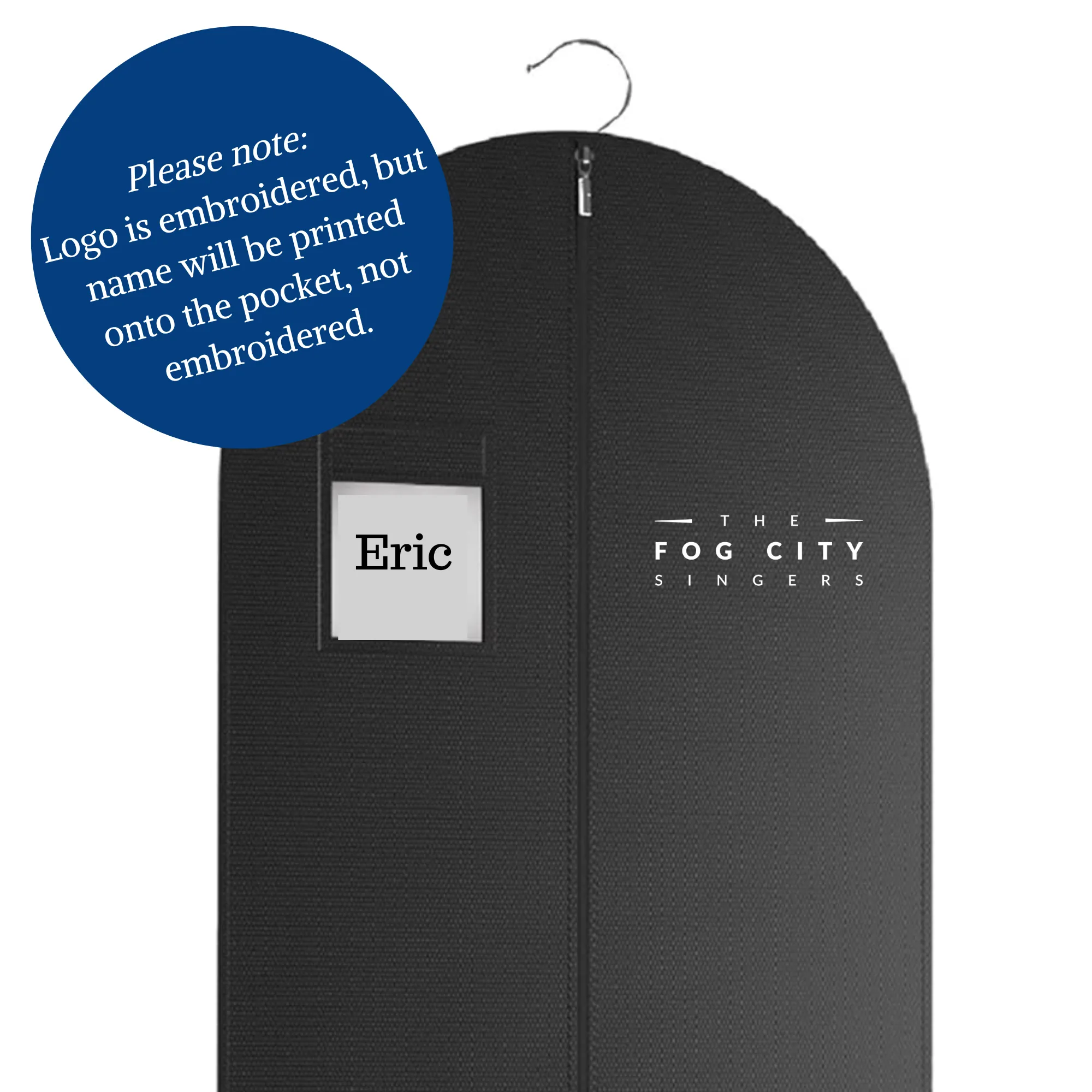 Fog City - Embroidered Short Garment Bags for Dresses, Costumes, Coats, etc.