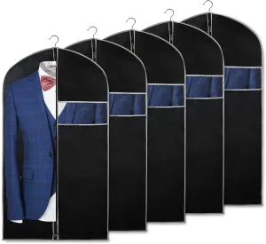 Foldable Breathable Garment Cover Suit Bags for Storage and Travel with Clear Window for Suit, Jacket, Skirt, Shirt and Coat, Set of 5