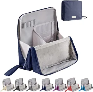 FOLENZU Relevanton Standing Makeup Bag, Standing Makeup Bag Portable, Portable Large Capacity, Large Capacity Waterproof Multifunctional Make Up Bags, With Compartments (Navy blue)