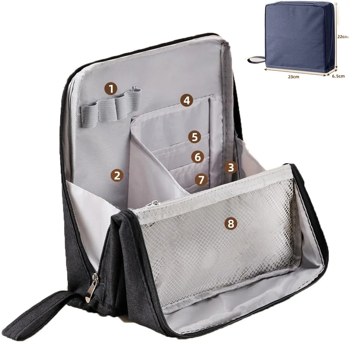 FOLENZU Relevanton Standing Makeup Bag, Standing Makeup Bag Portable, Portable Large Capacity, Large Capacity Waterproof Multifunctional Make Up Bags, With Compartments (Wine red)