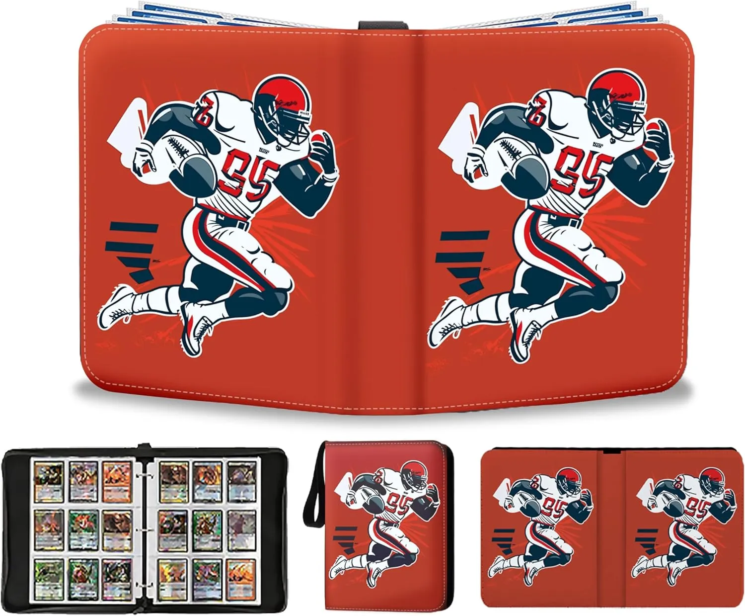 Football Card Binder 900 Pockets - Football Card Binder with Sleeves, Sports Card Binder Collectible Trading Card Albums Organizer Case Fits 900 Cards with 50 Removable Sleeves for Sports Game Cards