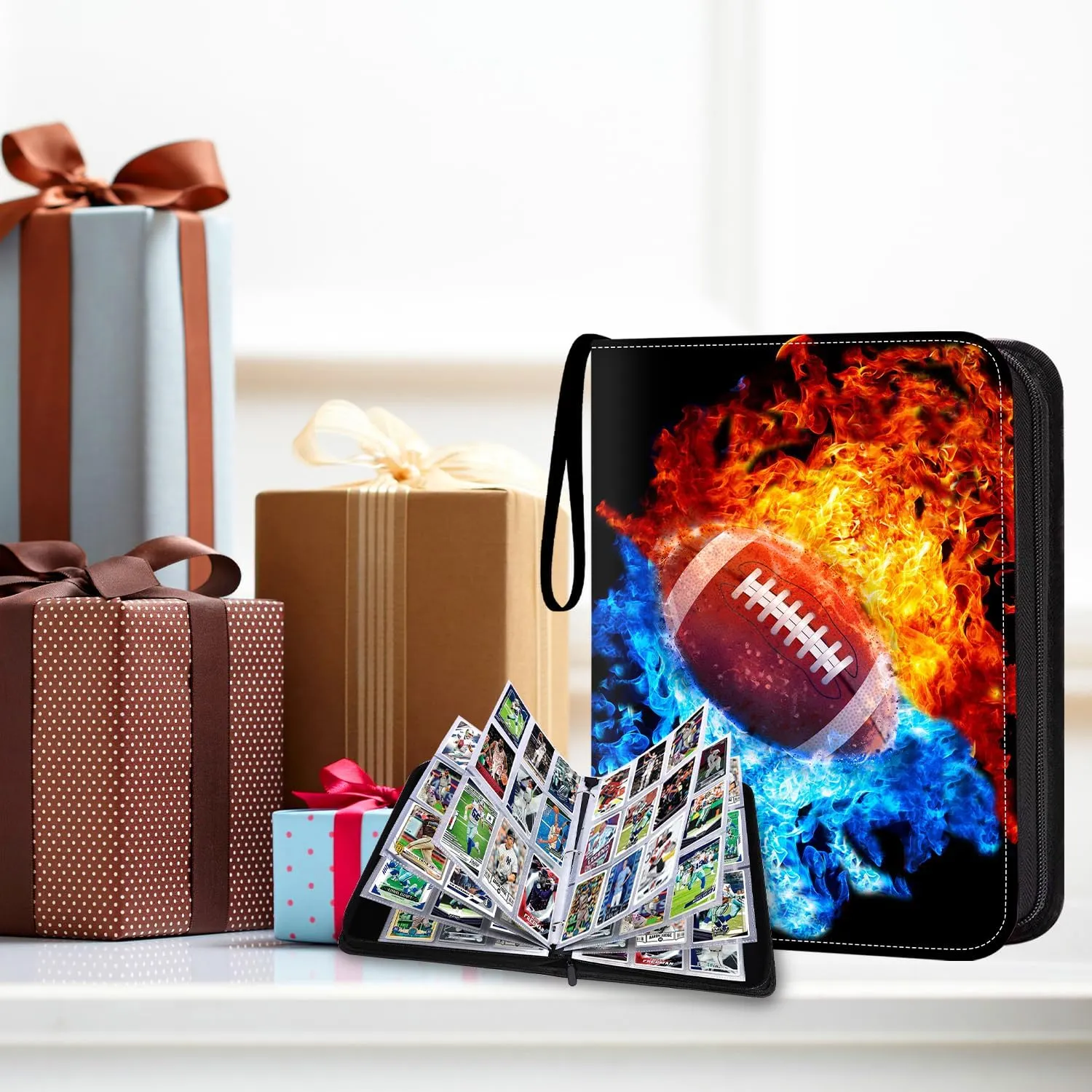 Football Card Binder with Sleeves,9-Pocket Trading Card Holder Card Collectors Album Hold Up to 900 Cards,Card Folder for Football Baseball Basketball Sport Trading Cards, TCG, MTG, PTG Games
