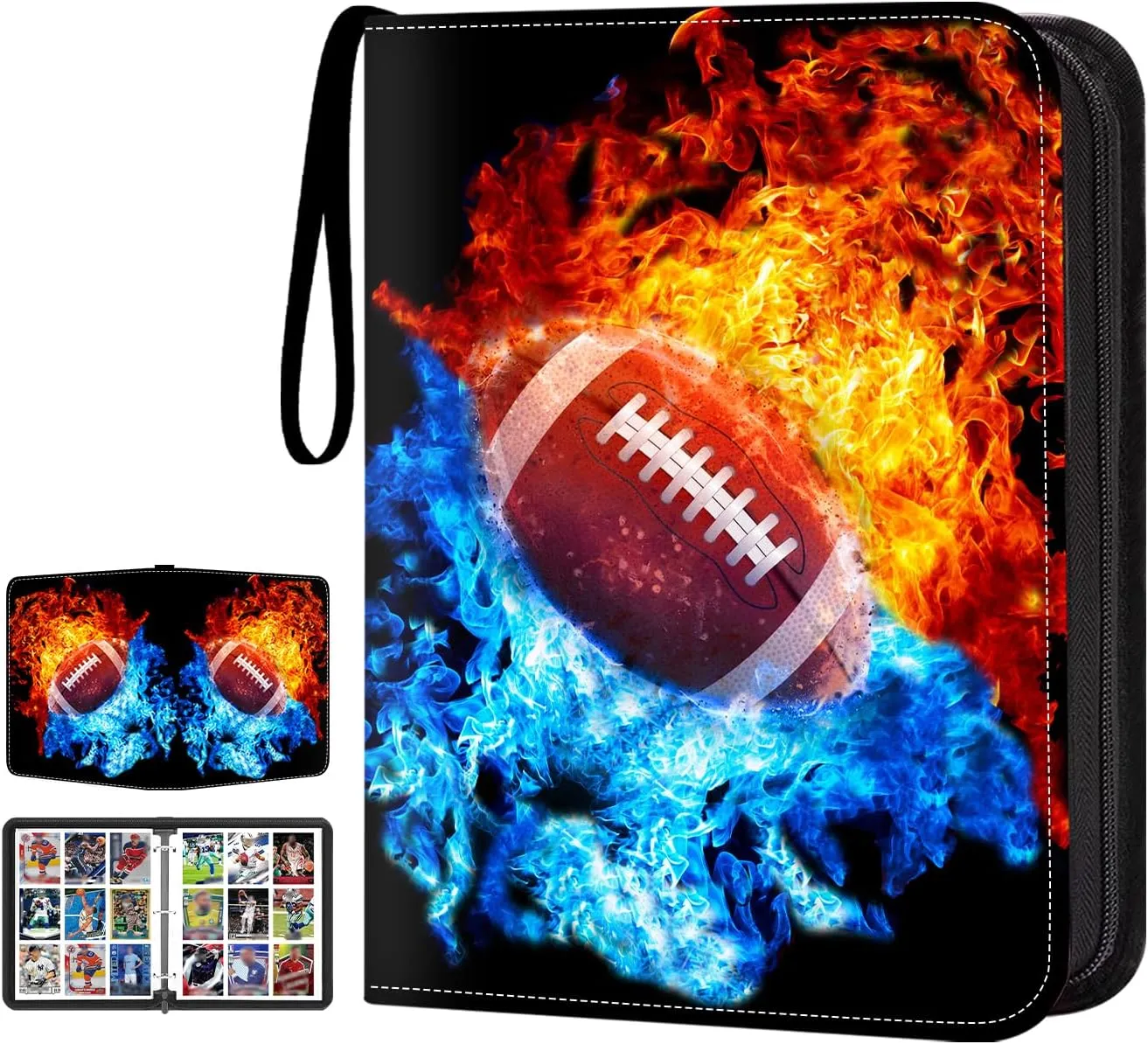 Football Card Binder with Sleeves,9-Pocket Trading Card Holder Card Collectors Album Hold Up to 900 Cards,Card Folder for Football Baseball Basketball Sport Trading Cards, TCG, MTG, PTG Games