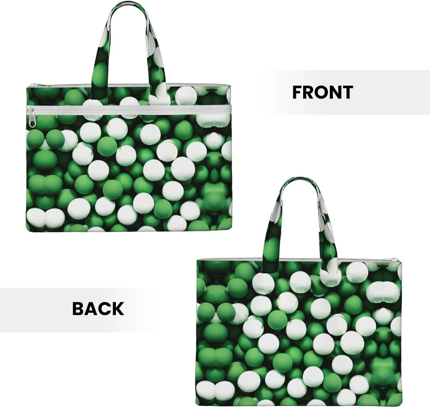 Football White Green Canvas Document Bag A4 File Organizer For School Supplies And Study