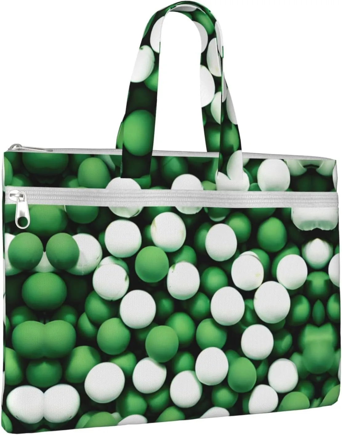 Football White Green Canvas Document Bag A4 File Organizer For School Supplies And Study