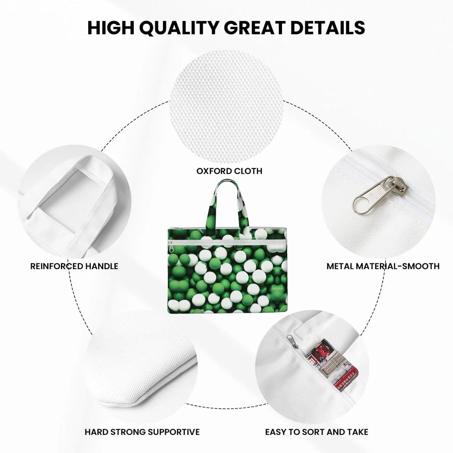 Football White Green Canvas Document Bag A4 File Organizer For School Supplies And Study
