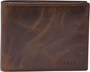 Fossil Men's Derrick RFID-Blocking Leather Bifold Wallet with Flip ID Window