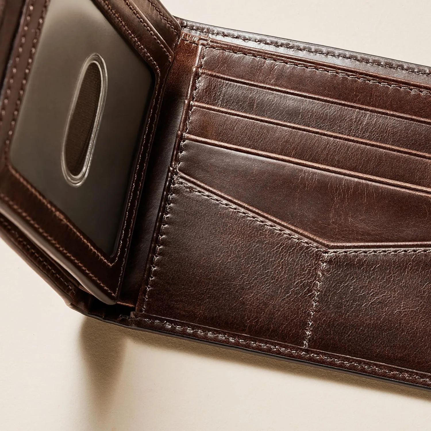 Fossil Men's Derrick RFID-Blocking Leather Bifold Wallet with Flip ID Window