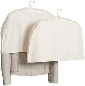 Foster-Stephens Shoulder Covers for Clothes | Acid-Free Muslin White Shoulder Protectors for Closet Storage | Clothes Hanger Covers (2 Pack)