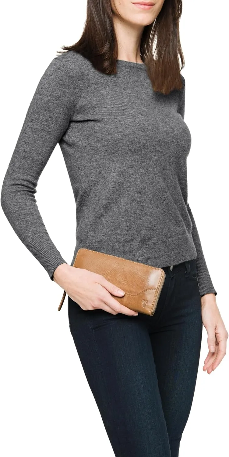 Frye Women's Melissa Zip Around Leather Wallet, Stylist Purse with Card Holder & Pockets
