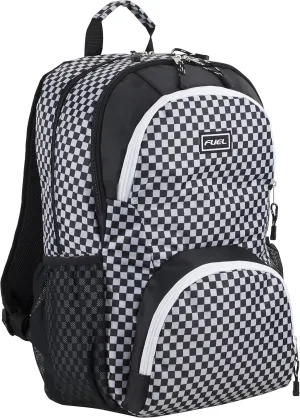FUEL Travel Commuter Laptop Daypack Large Bag Backpack, Fits 17.5" Laptop, Interior Tech Sleeve, Black/White Checkered Plaid