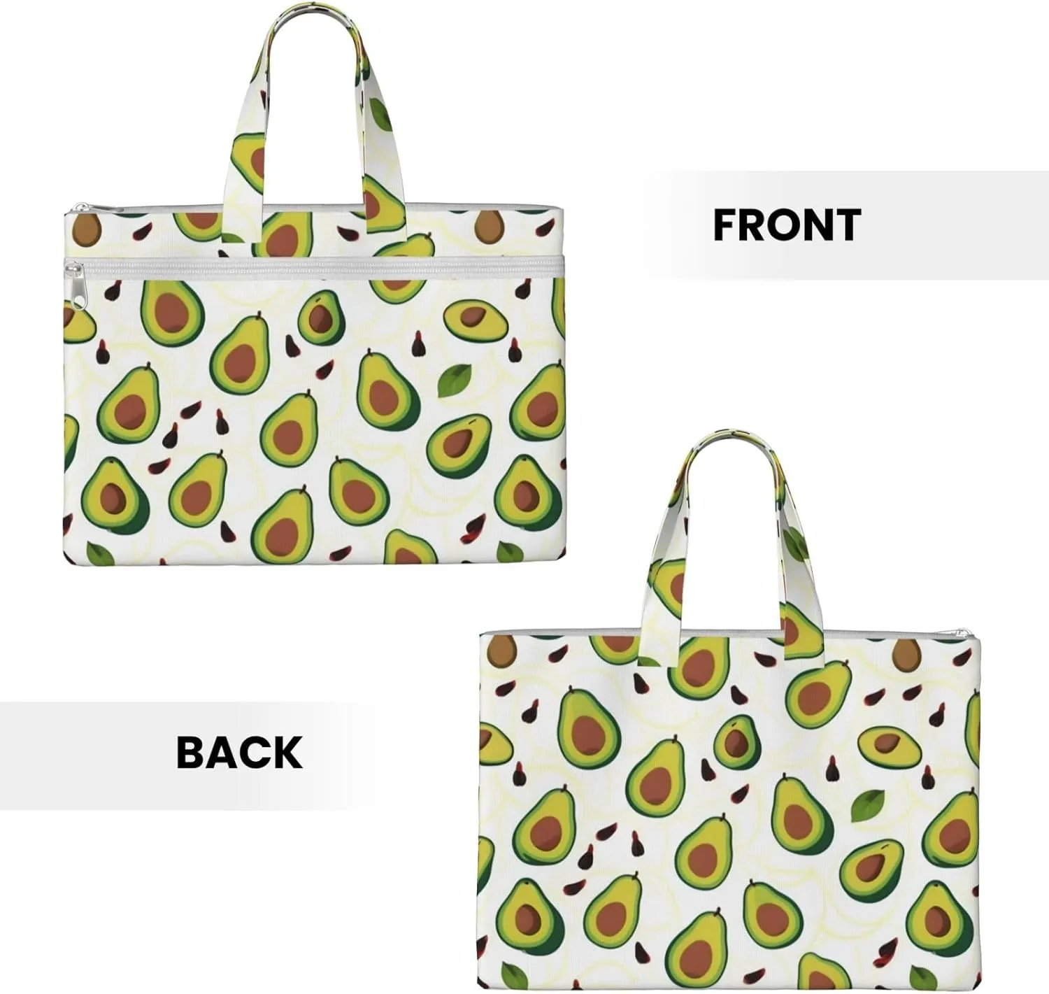 Funny Cartoon Avocados Canvas Document Bag A4 File Organizer for School Supplies and Study