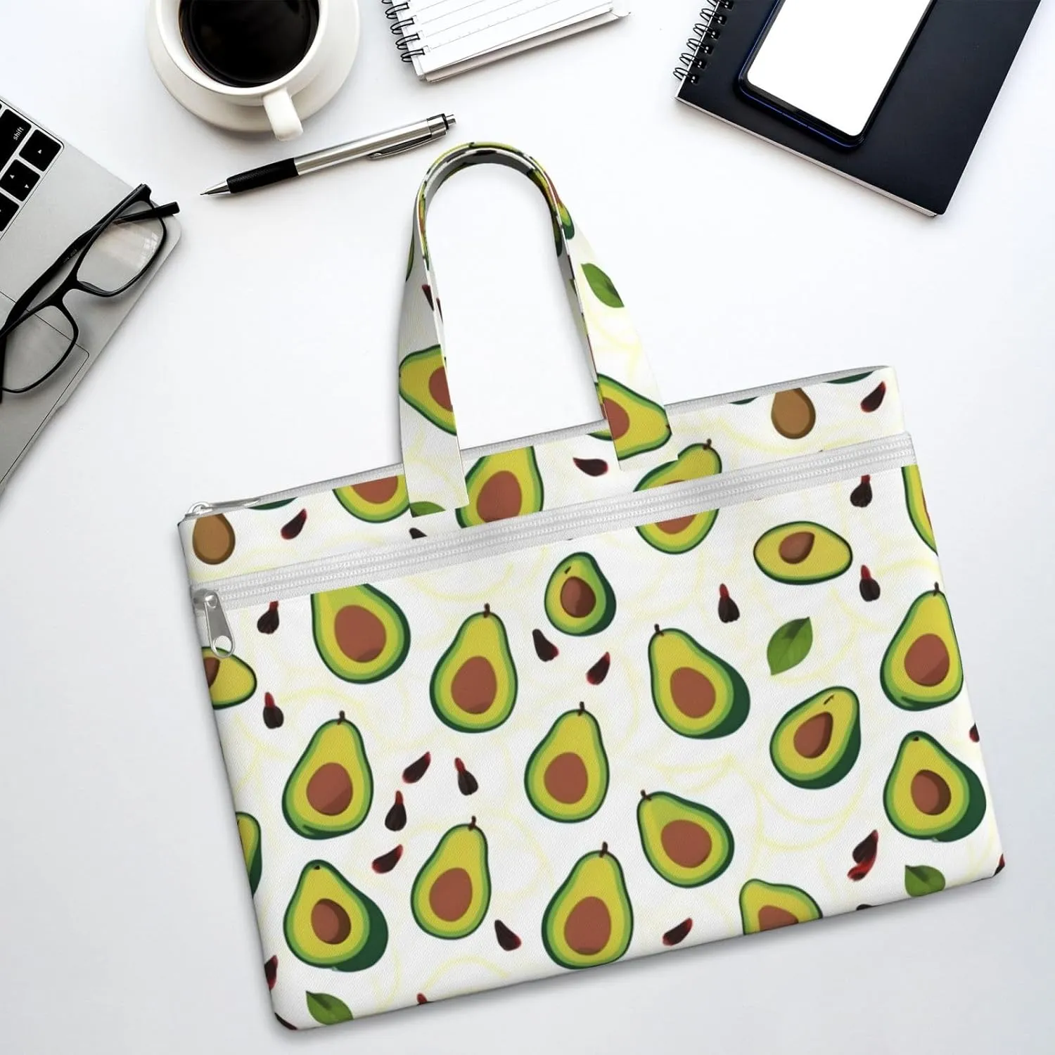 Funny Cartoon Avocados Canvas Document Bag A4 File Organizer for School Supplies and Study