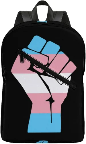 FunnyStar Fist Transgender Flag Laptop Backpack Shoulder Bag With Adjustable Shoulder Straps