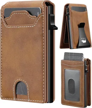 furid Card Wallet For Men Slim: Smart Wallet - Rfid Minimalist Front Pocket with ID Window Pop Up Wallet with Money Clip Gift For Him