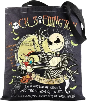 G2TUP Christmas Jack & Sally Tote Bag Santa & Oogie Fans Gift I'm Pumpkin King Shoulder Bag Mayor & Lock & Zero Merch