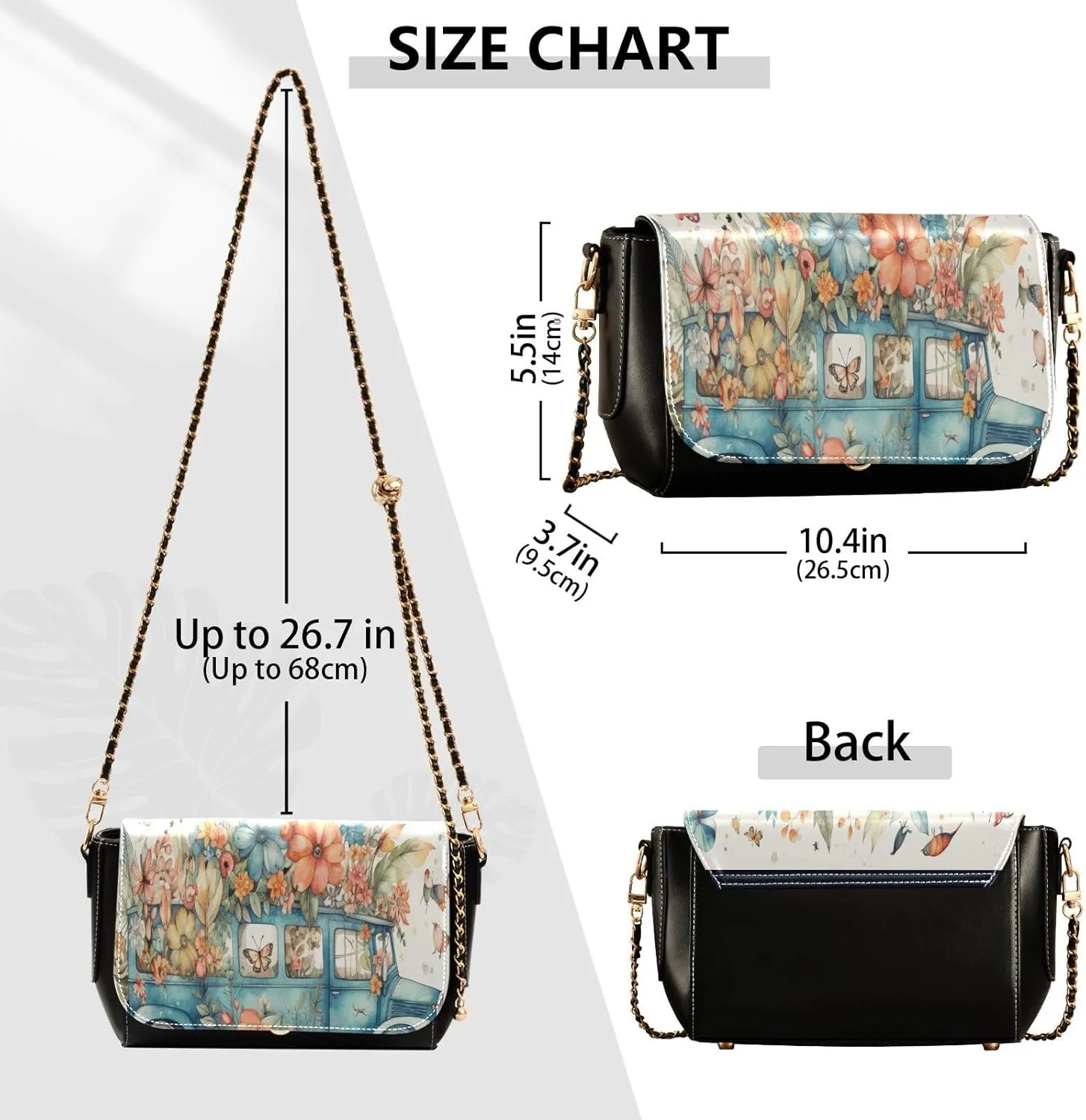 GAIGEO Dragonfly in Turquoise Garland on Black Crossbody Bag with Pocket, Leather Ladies Crossbody Bags