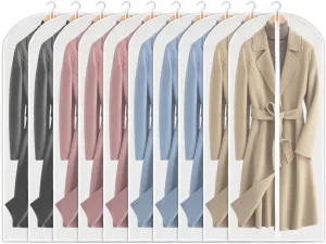 Garment Bag for Hanging clothes, Clear Full Zipper Suit Bags Breathable Dust Garment Cover for Closet and Cloth Storage Dustproof Closet Storage and Travel- 24'' x 55''/10 Pack