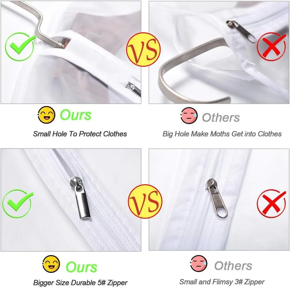 Garment Bags for Hanging Clothes 24'' x 48'' (Set of 6) Suit Covers for Closet Garment Bag Suit Cover for Suits Jacket Dresses Clothes Storage [Upgraded Version]
