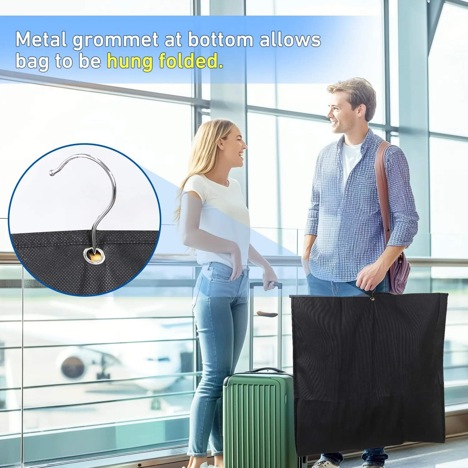 Garment Bags for Hanging Clothes, Suit Bags for Closet Storage and Travel, Suit Cover Bags with Zipper for Coats, Jackets, Shirts (Black, L 50" x 6 Pack)