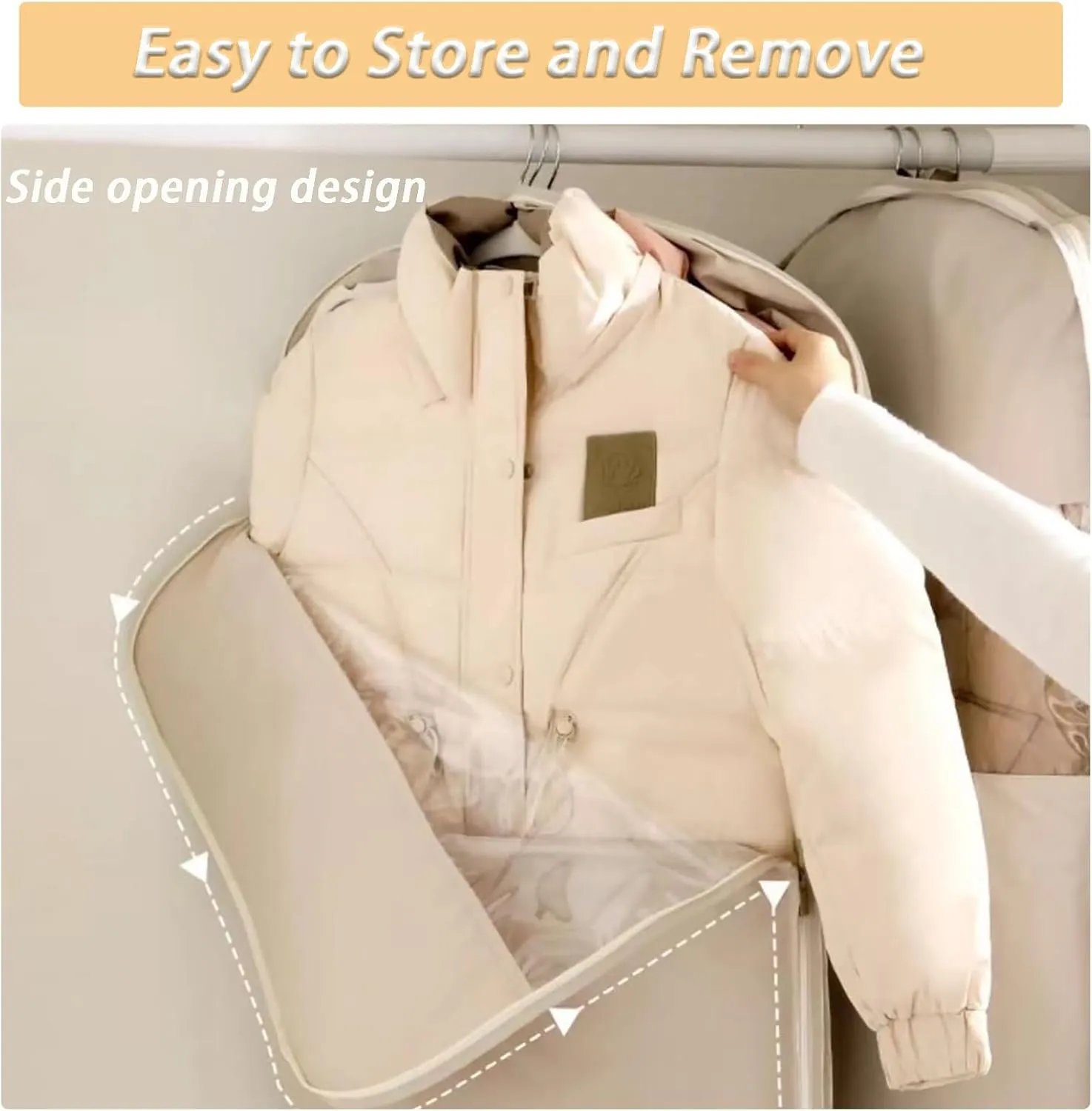 Garment Bags for Hanging Clothes Travel, Space Saving Hanging Garment Bag with Self Compression Zipper (Pink, L)