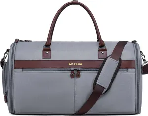 Garment Bags for Travel, Convertible Travel Garment Duffle Bag, Carry On Garment Bag for Men Women with Shoes Compartment, 2 in 1 Suit Bag Travel Duffel Bag with Detachable Shoulder Strap-Grey