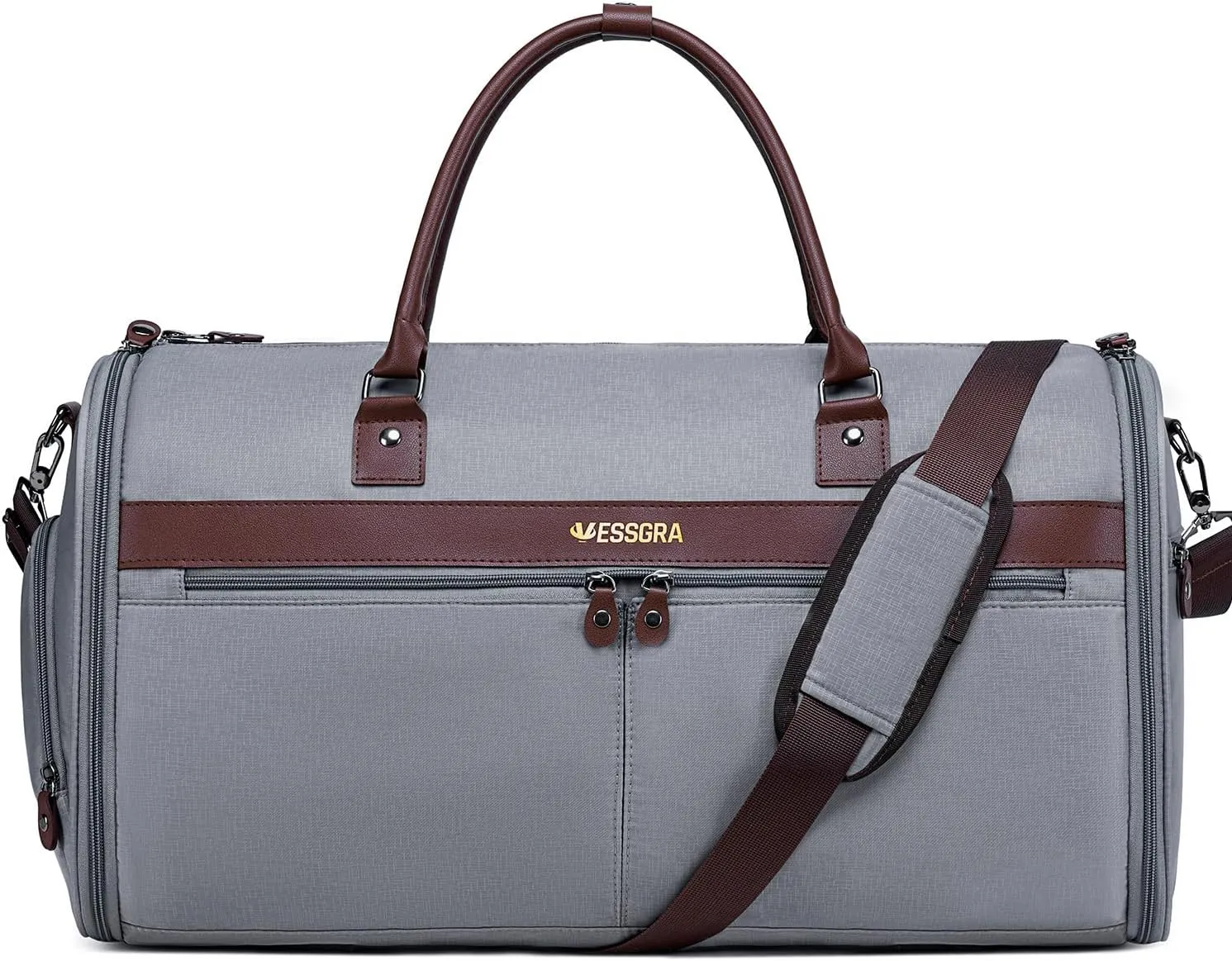 Garment Bags for Travel, Convertible Travel Garment Duffle Bag, Carry On Garment Bag for Men Women with Shoes Compartment, 2 in 1 Suit Bag Travel Duffel Bag with Detachable Shoulder Strap-Grey