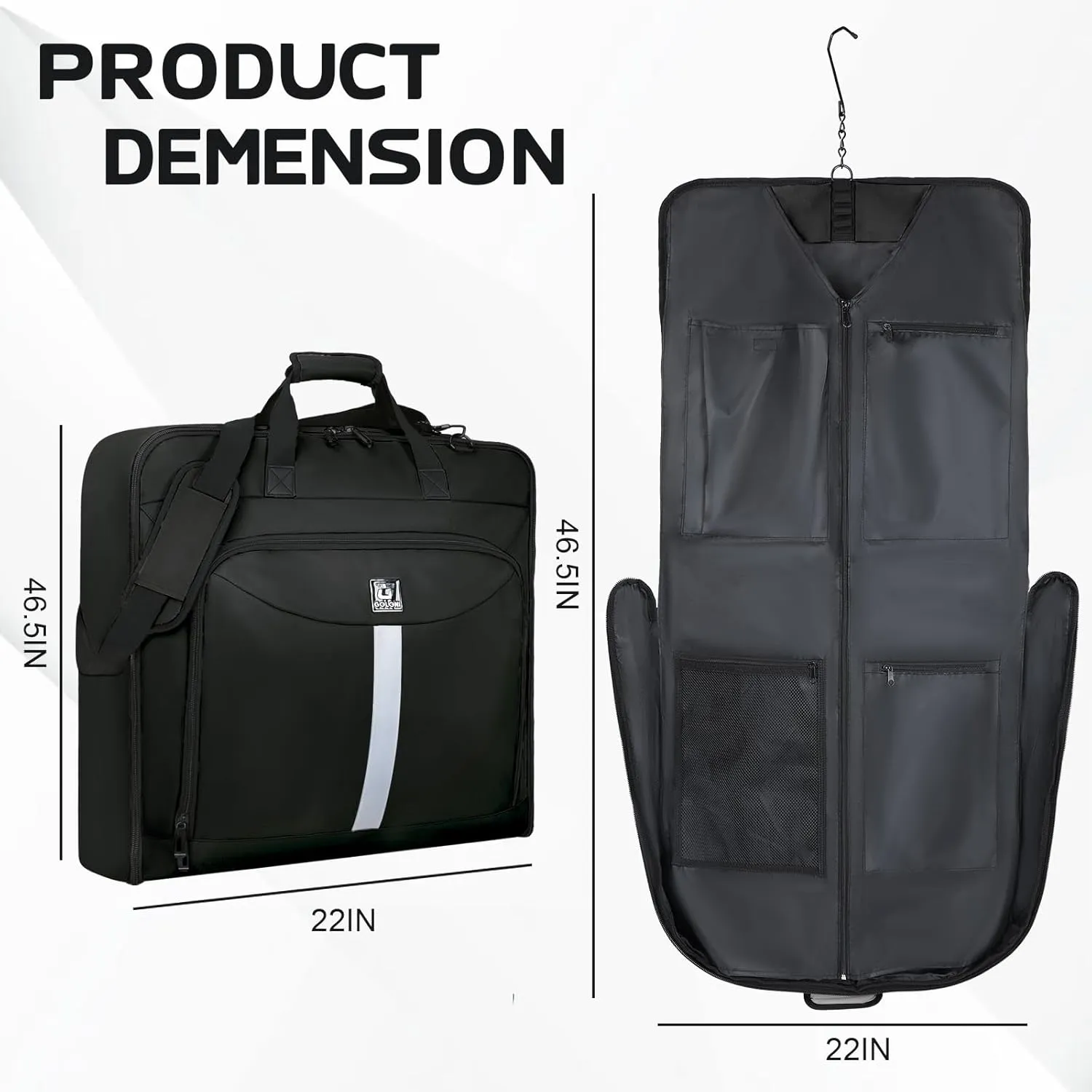 Garment Bags for travel,Hanging clothes Bag for Men Women,Suit Bags with Shoulder Strap,Wedding dress/shirt carry on luggage with fence hook,Wrinkle Free foldable duffle bag,Waterproof luux travel bag