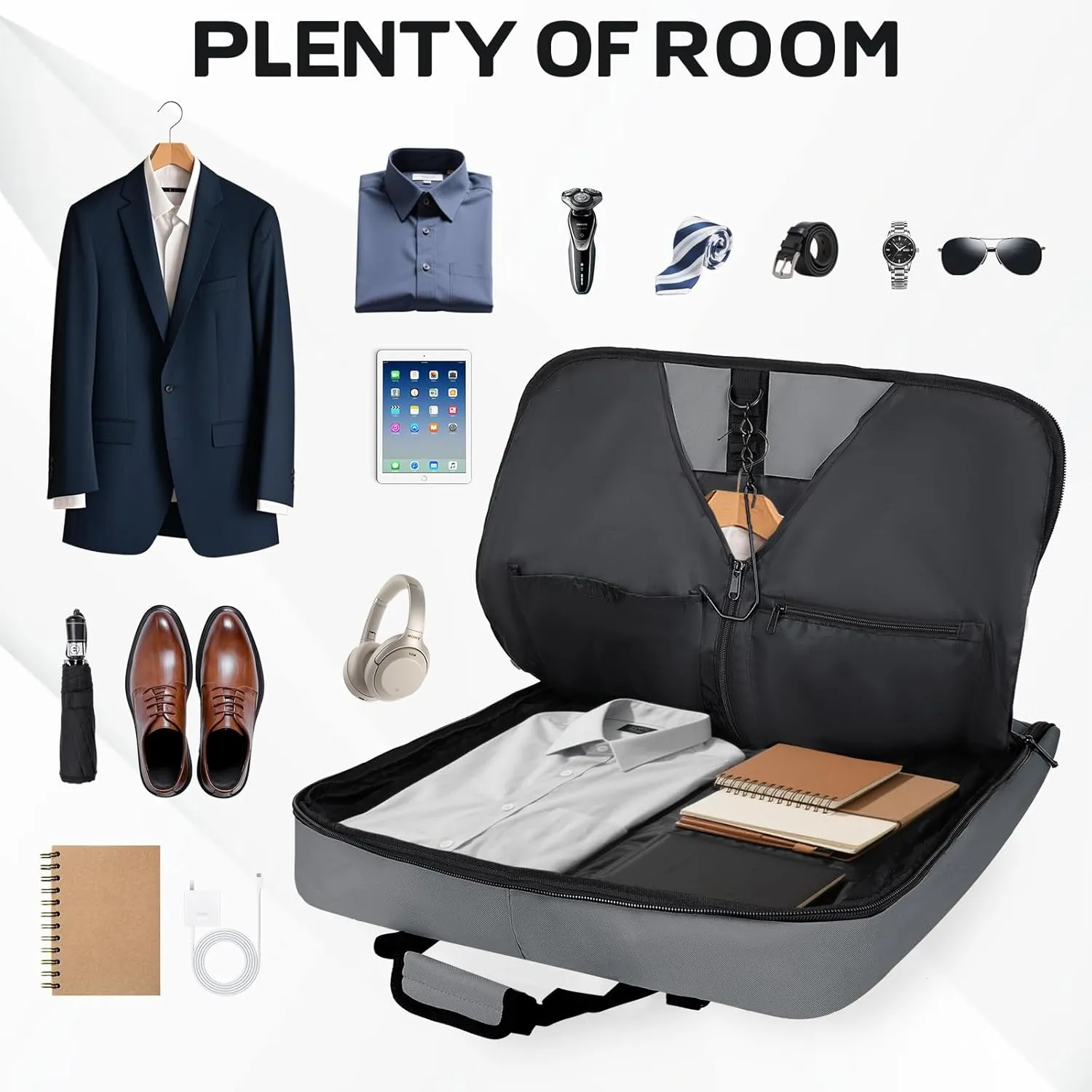 Garment Bags for travel,Hanging clothes Bag for Men Women,Suit Bags with Shoulder Strap,Wedding dress/shirt carry on luggage with fence hook,Wrinkle Free foldable duffle bag,Waterproof luux travel bag