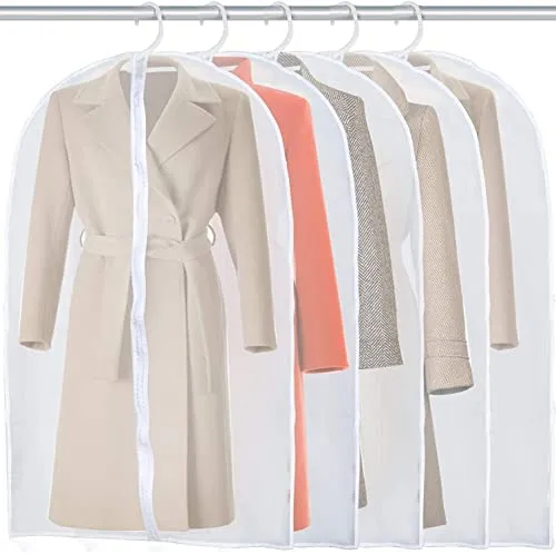 Garment Bags, Transparent Full Zipper Suit Bag Used for Closet Clothes Storage