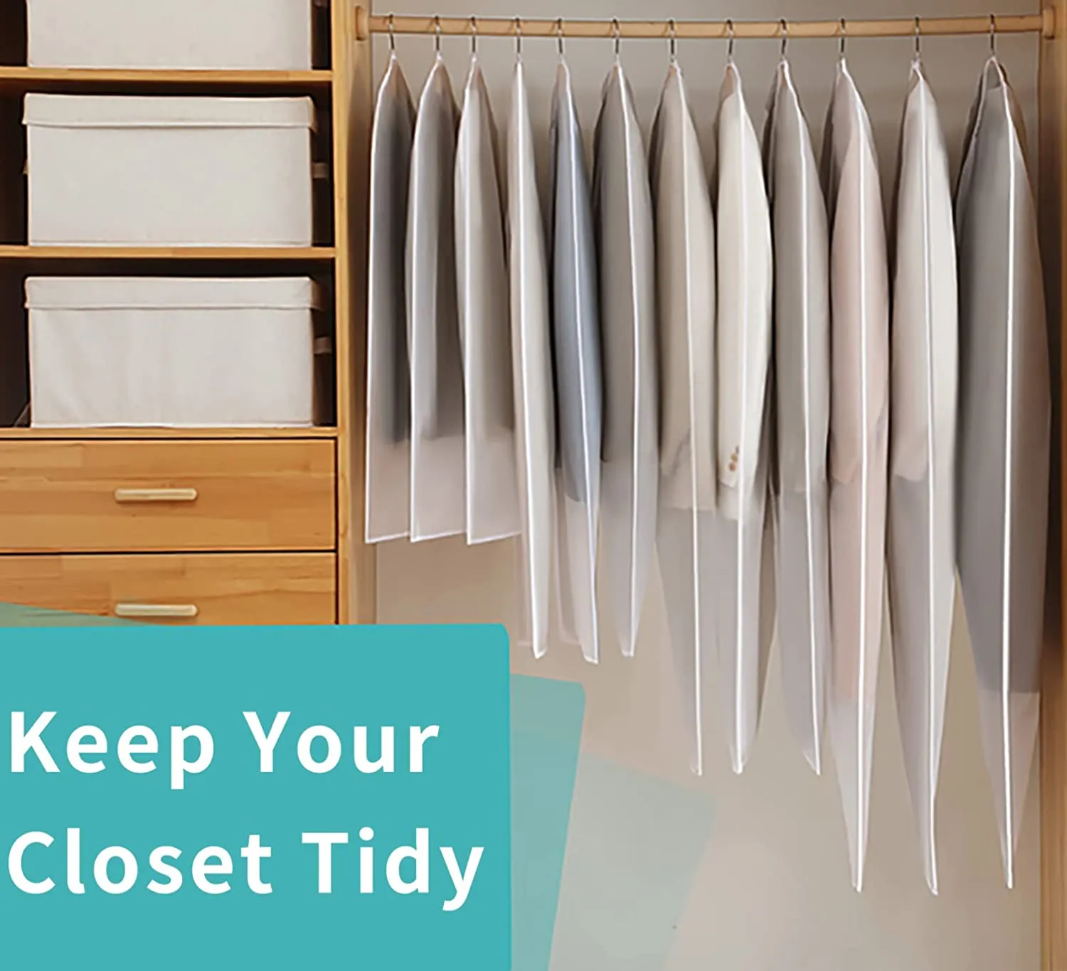 Garment Bags, Transparent Full Zipper Suit Bag Used for Closet Clothes Storage