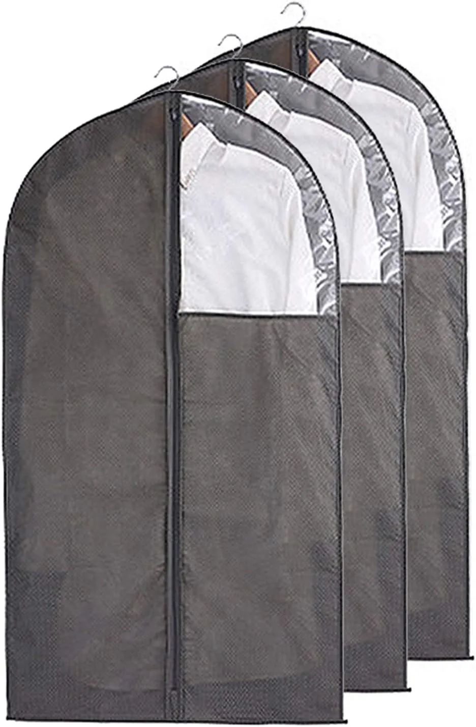 Garment Covers, Dress Bag with Transparent Window, Dust-proof and Moisture-proof, Large Capacity Garment Bags for Shirts, Suits, Trench Coats, Coats, Skirts(Size:60×135cm,Color:2Pcs) (3pcs 6