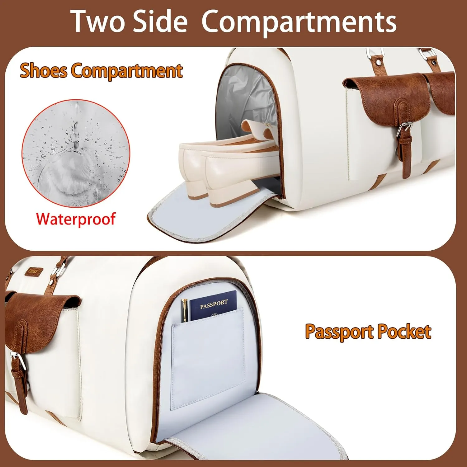 Garment Duffel Bag for Travel - Convertible Carry on Garment Duffel Travel Bag for Women Men Large Weekender Bag with Shoes Pouch 2 in 1 Hanging Suit Travel Duffel Bag 3pcs Set
