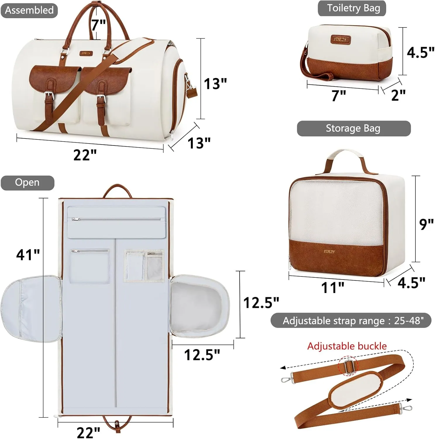 Garment Duffel Bag for Travel - Convertible Carry on Garment Duffel Travel Bag for Women Men Large Weekender Bag with Shoes Pouch 2 in 1 Hanging Suit Travel Duffel Bag 3pcs Set